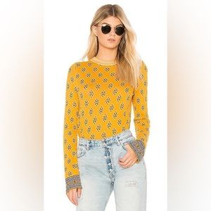 Free People Yellow Bohemian Long Sleeve Top Woman’s Size Large